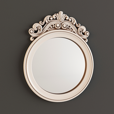 Round Carved Mirror: Customizable Frame | 450 x 570 mm 3D model image 1 