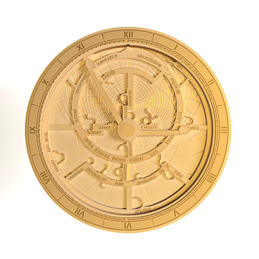 Title: Astrolabe-inspired 3D Printed Wall Clock 3D model image 1 