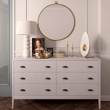 Chest of drawers with a mirror and decorative set