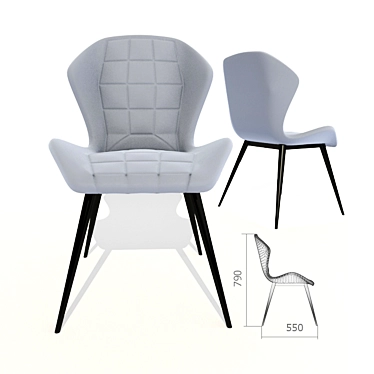Modern Grey Fabric and Metal Chair 3D model image 1 