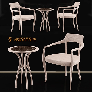 Rhea Leather Armchair & Nolan Table 3D model image 1 