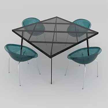 Italian Design Table Set: Calligaris Frame & Bloom 3D model image 1 