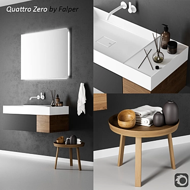 Quattro.Zero Wall-Mounted Washbasin 3D model image 1 