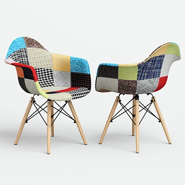 Eames-Inspired Patchwork Chair 3D model image 1 