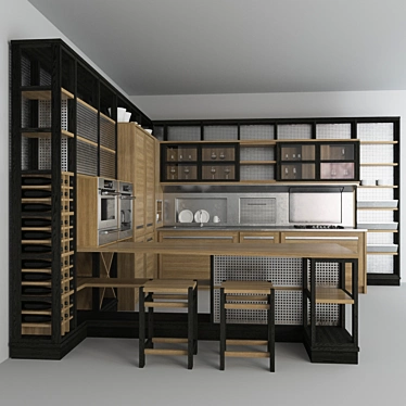 Italian Kitchen Roveretto: Sleek Design with Ilve Technology 3D model image 1 