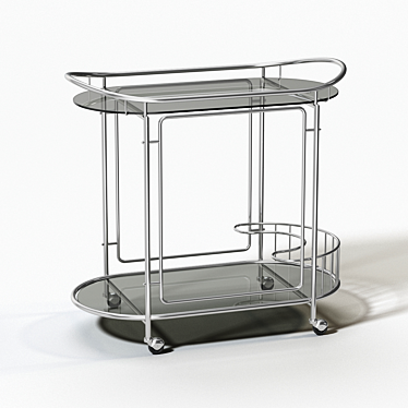 Sleek Stainless Steel Bar Cart 3D model image 1 