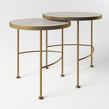 Vintage White Shagreen Side Tables 3D model image 1 