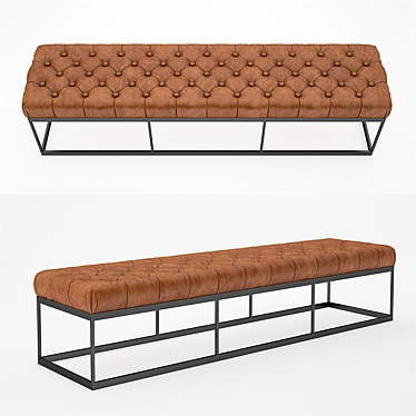 Luxurious Tufted Leather Bench 3D model image 1 