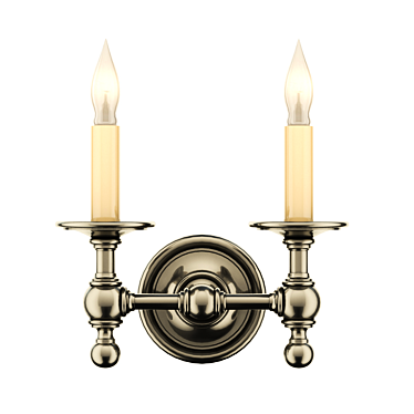 Elegant 2-Light Antique Nickel Wall Sconce 3D model image 1 