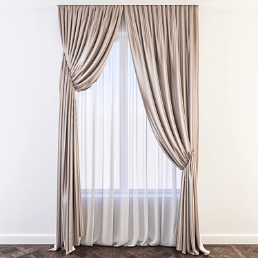 Elegant Sheer Curtain: Timeless Beauty 3D model image 1 