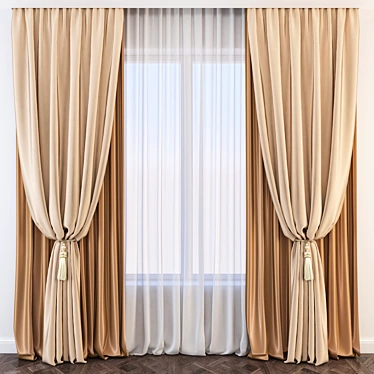 Elegant Velvet Drapes - Impress Your Guests 3D model image 1 