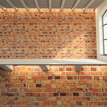 Vintage Red Brick Wall 3D model image 1 