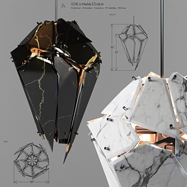 Elegant Marble Chandelier 3D model image 1 