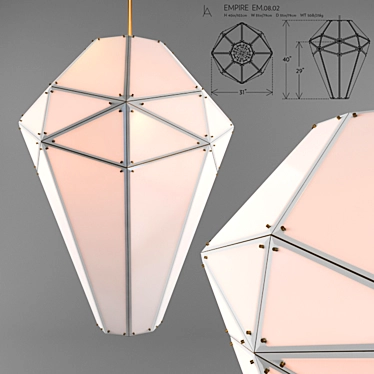 Elegant Empire Chandelier: Brushed Brass, Clear Glass 3D model image 1 