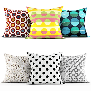 Elegant Embroidered Accent Pillows 3D model image 1 