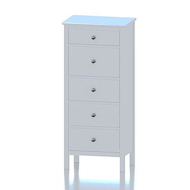 Sleek White Chest: 5-Drawer HEMNES 3D model image 1 