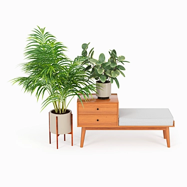 Acorn Storage Bench: Mid Century Style 3D model image 1 