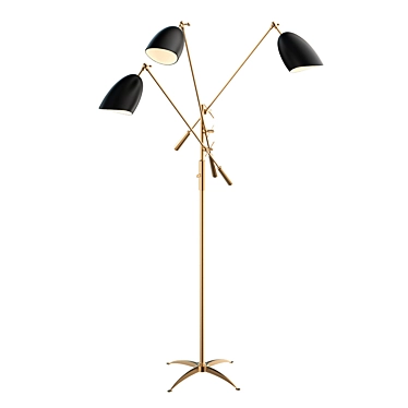 Elegant Triple Arm Floor Lamp 3D model image 1 