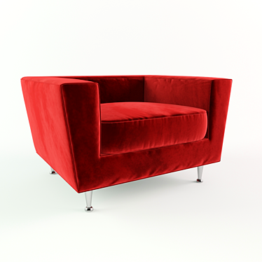 Luxurious Red Velvet Sofa 3D model image 1 