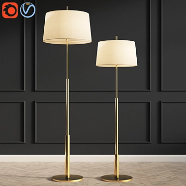 Elegant Diana Gold Floor Lamp 3D model image 1 