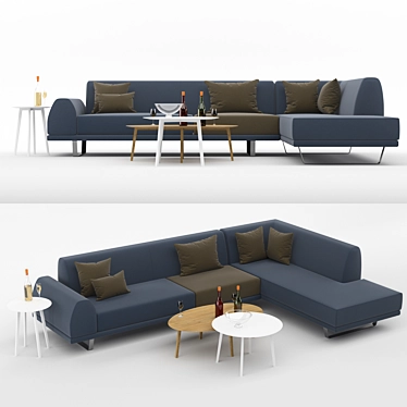 Modern Portland Collection: Sofa, Chaise Lounge & Zoe Tables 3D model image 1 