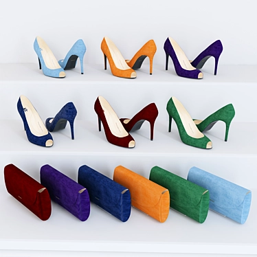 DKNY Women's Shoes & Clutch: Fashionable Elegance 3D model image 1 