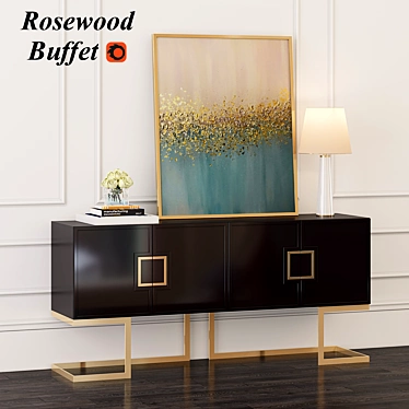 Elegant Rosewood Buffet: Stylish and Spacious 3D model image 1 