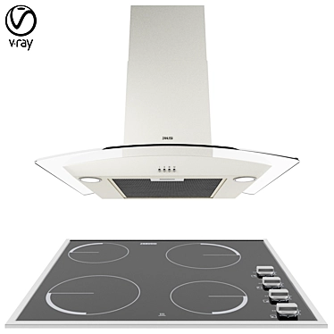 Zanussi Cooker Hood & Electric Hob Combo 3D model image 1 