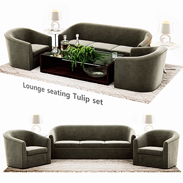 Elegant Tulip Set: Stylish Seating for Small Spaces 3D model image 1 