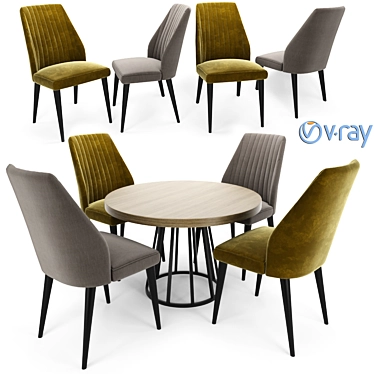 Elegant Vaz Dining Set 3D model image 1 