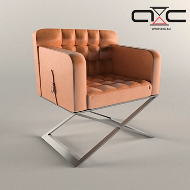 Modern Leather and Metal Chair 3D model image 1 