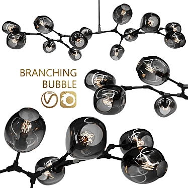 13-Lamp Branching Bubble Chandelier 3D model image 1 