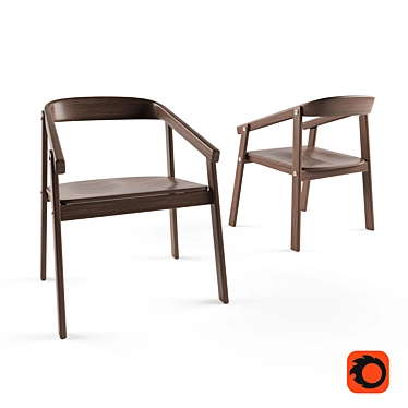 Elegant Wooden Chair 3D model image 1 