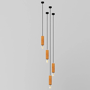 Modern Wooden Chandelier 3D model image 1 