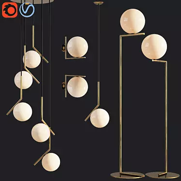 Flos IC Lights: Minimalist Industrial Brass Pendant 3D model image 1 