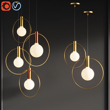 Aura Radial Cluster Pendant Lights 3D model image 1 