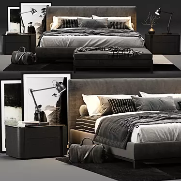 Luxury Minotti Andersen Bed Quilt 3D model image 1 