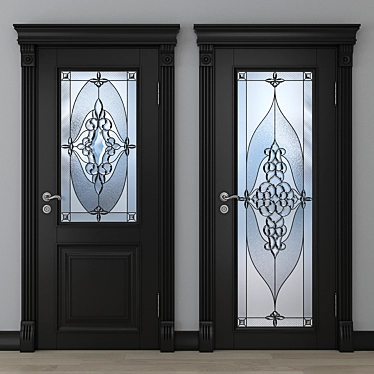 Stained-Glass Door: Elegant Glass Design 3D model image 1 