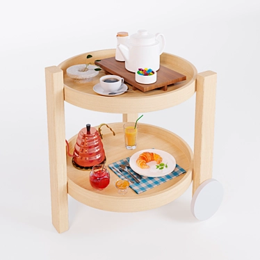 Breakfast Bar Cart: Stylish and Functional 3D model image 1 