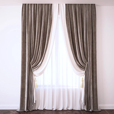 Elegant Lace Curtain 3D model image 1 