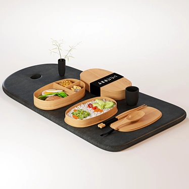 Japanese Bento Breakfast: Traditional Delights 3D model image 1 