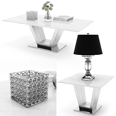 Port coffee table & Port end table & Safavieh Joanna 28'' Table Lamp & Cube Vase