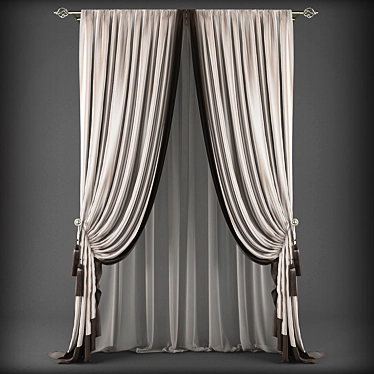 Classic Style Curtains 3D model image 1 