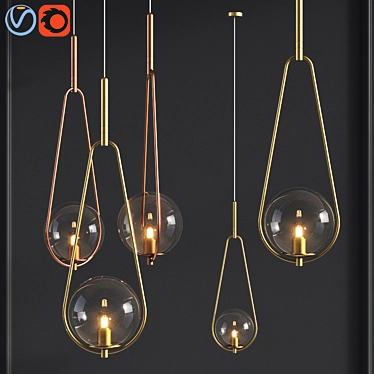 Brass Glass Pendant: Elegant Lighting 3D model image 1 