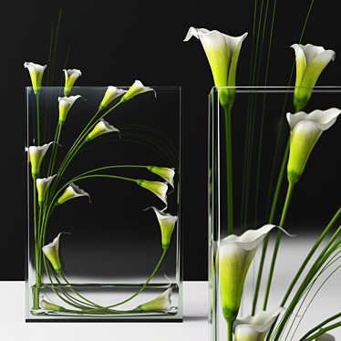 Luxury Lily Glass Vase 3D model image 1 