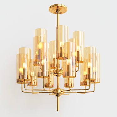  Unique Gold Pendant Chandelier 3D model image 1 