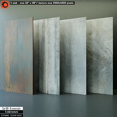 Luxury Stone Slab Set 69 - High Resolution Textures & Multiple Render Materials 3D model image 1 