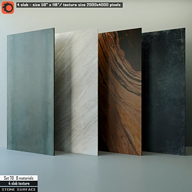 Luxury Stone Slab Set: High-Res Texture, 8 Preset Materials 3D model image 1 