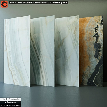 Premium Stone Slab Set - High Resolution Textures, 8 Preset Materials, CORONA Renderer 3D model image 1 