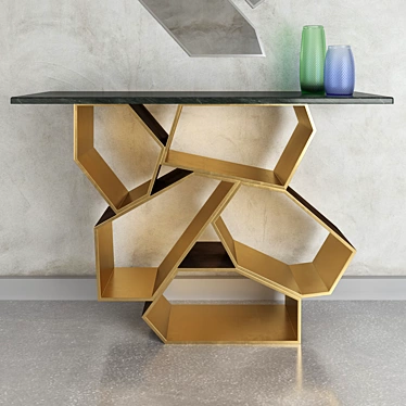 Krypton Console Table: Vintage Copper Base with Marble Top 3D model image 1 